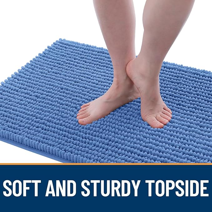OLANLY Dog Door Mat for Muddy Paws 70x24, Ultra Absorbent Chenille Mud Doormat, Non-Slip Washable and Dirt Trapping Doormat for Indoor Entryway, Quick-Dry Indoor Pet Bed Mats for Dogs, Cornflower Blue