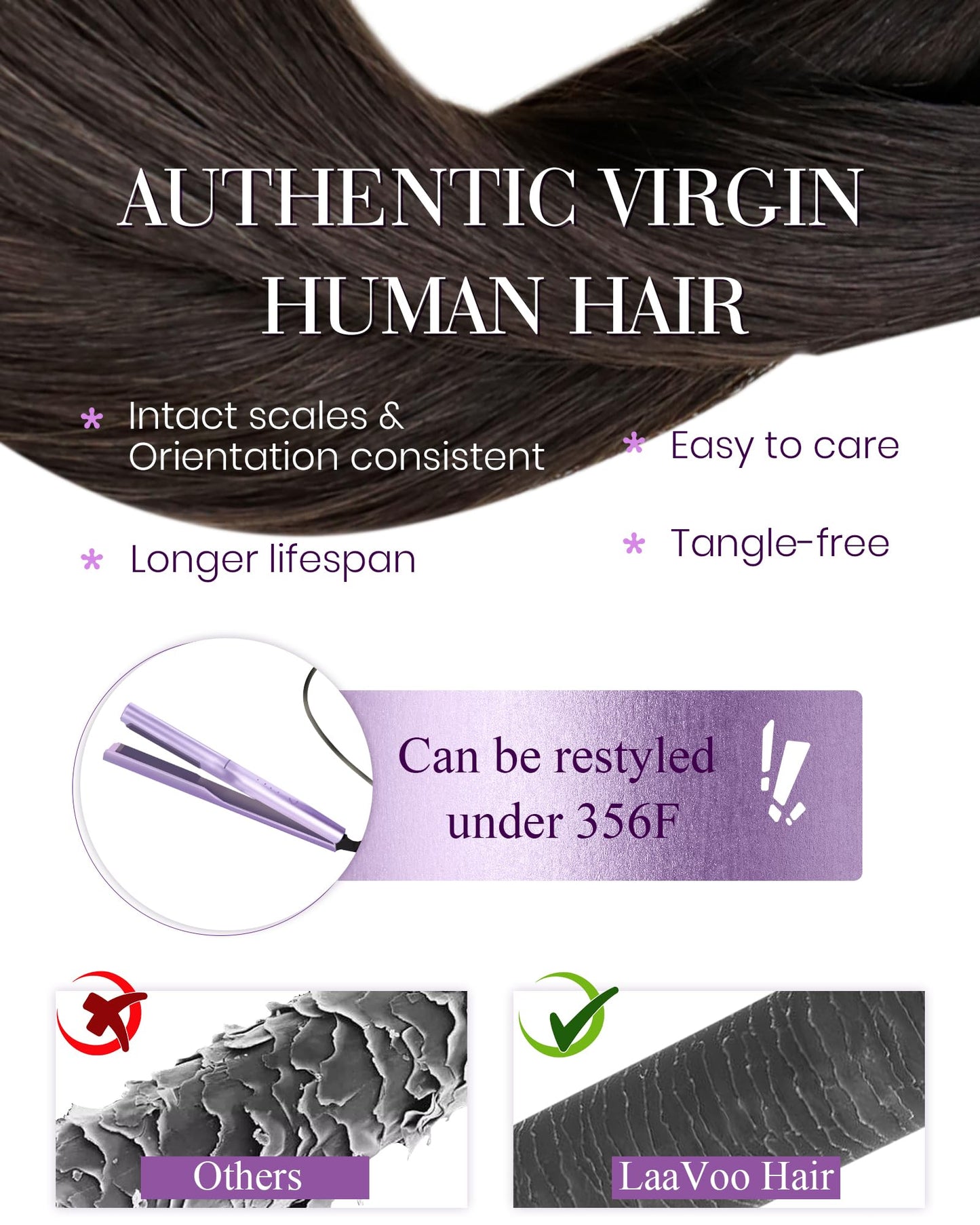 LaaVoo Micro Loop Hair Extensions Real Human Hair Dark Brown Micro Bead Hair Extensions Real Human Hair Brown 14 Inch 1g/Strand