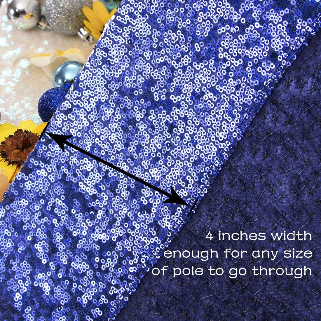 PartyDelight Navy Blue Sparkly Sequin Backdrop Curtains 2FT X 8FT 2 Panels for Wedding Party Room Decorations