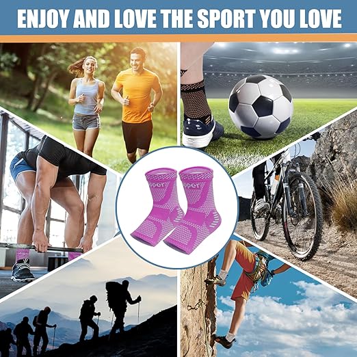 LISEPWU Copper Ankle Brace, Copper Infused Ankle Support Compression Sleeve for Men & Women, for Foot Pain Relief, Sprained Recovery, Achilles Tendonitis, Daytime or Night Use(Purple M)