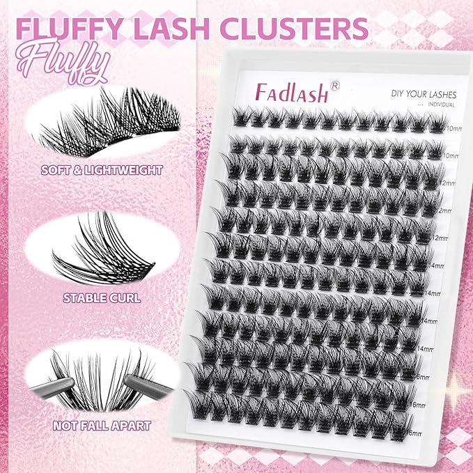 Lash Clusters 10-16mm 144pcs Mixed Tray Individual Lashes D Curl Individual Lashes Cluster Eyelash Extensions DIY Lash Extensions Eyelash Clusters Eyelash Extension Kit at Home (JN1-0.07D, 10-16mm)