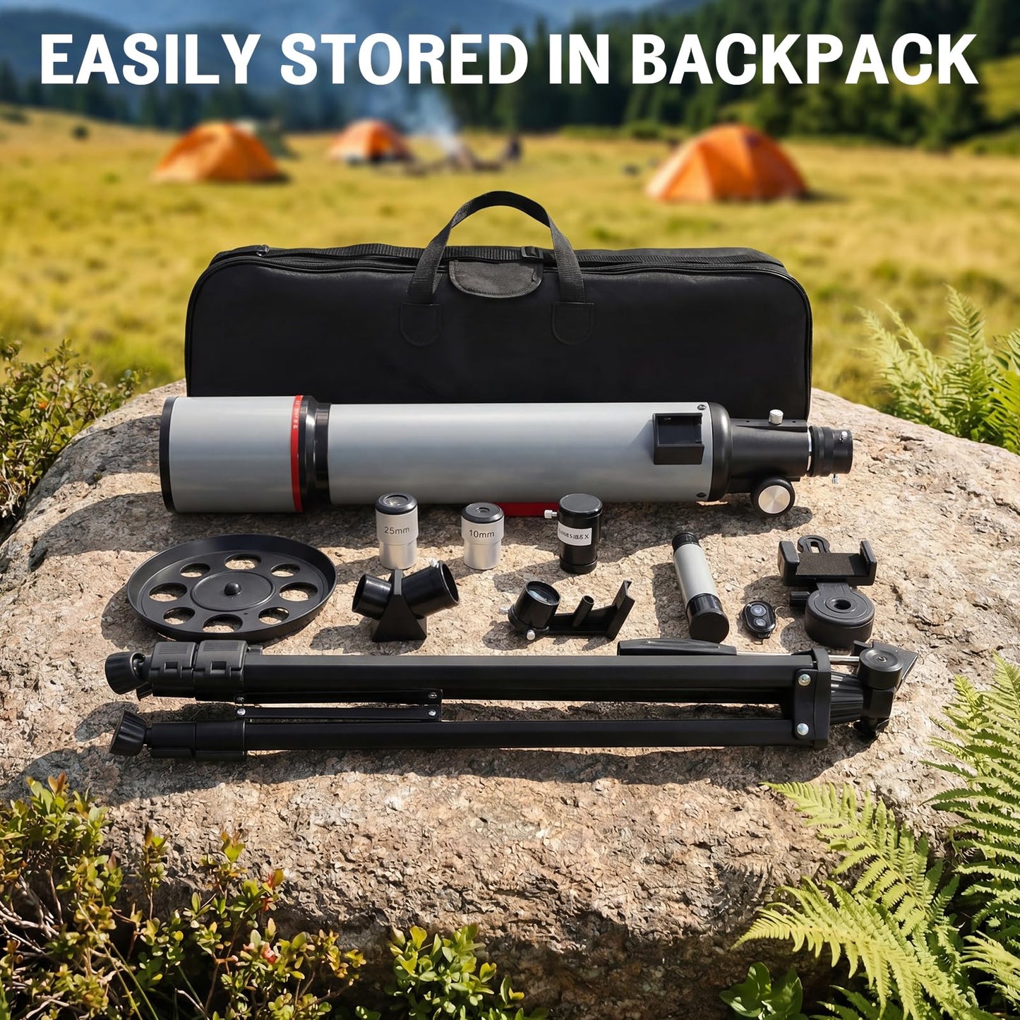 WOZEL Telescope for Adults & Kids - 90mm Aperture 600mm Refractor Portable Beginners Telescope High Powered, Magnification 180X, for Astronomy Planet Observation with Phone Adapter Tripod & Carry Bag