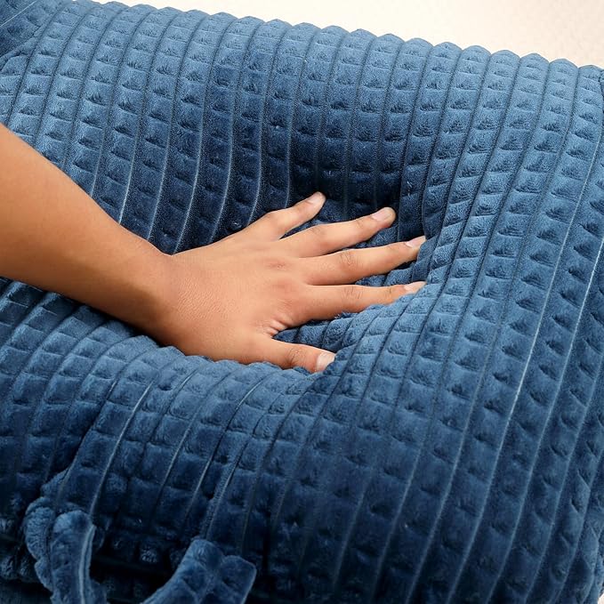 PAJEO Reading Pillow for Sitting in Bed, Large Backrest Reading Pillow with Arm Rest,Back-Rest Support Cushion for Sit Up on Couch, Sofa, and Floor(Dark Blue Flannel, Large(19"))