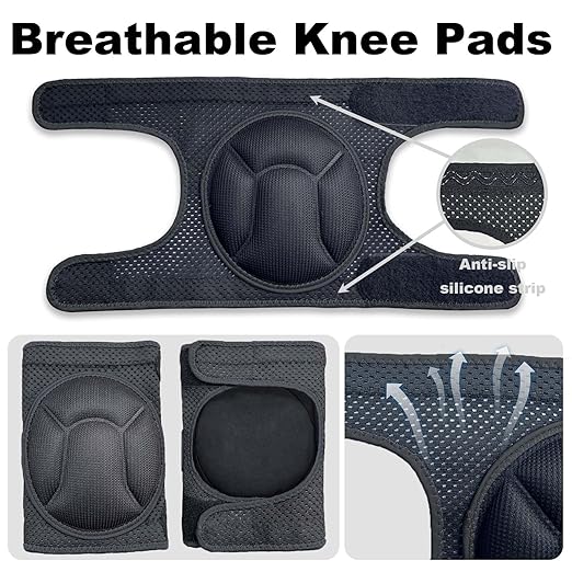 Garden Knee Pads for Women, Soft Foam Pads for Men Cleaning Work, Breathable Safety Knee Pads for Kneeling on Concrete Floors, Coushion Knee Pad for Gardener Cleaner Mechanics Carpenters Workers, Black L (1 pair)
