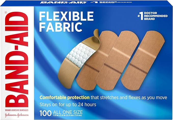 Band-Aid Brand Flexible Fabric Sterile Adhesive Bandages, Comfortable Cushioned Wound Care & Protection for Minor Cuts, Sc...