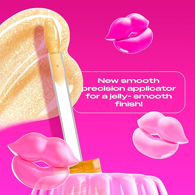 NYX PROFESSIONAL MAKEUP Jelly Job Lip Gloss, Lip Tint Gloss with Full-Bodied, Smoothing, and Hyper-Glossy Shine - Glow Job (Gold Shimmer)
