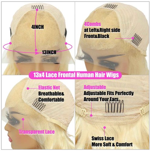 LADYWIGSDZ 613 Lace Front Wigs Human Hair Body Wave 13x4 HD Lace Frontal Wig Human Hair Pre Plucked Brazilian Virgin 613 Wigs (613 Color 13x4 Lace Front Wigs, 22 Inch)