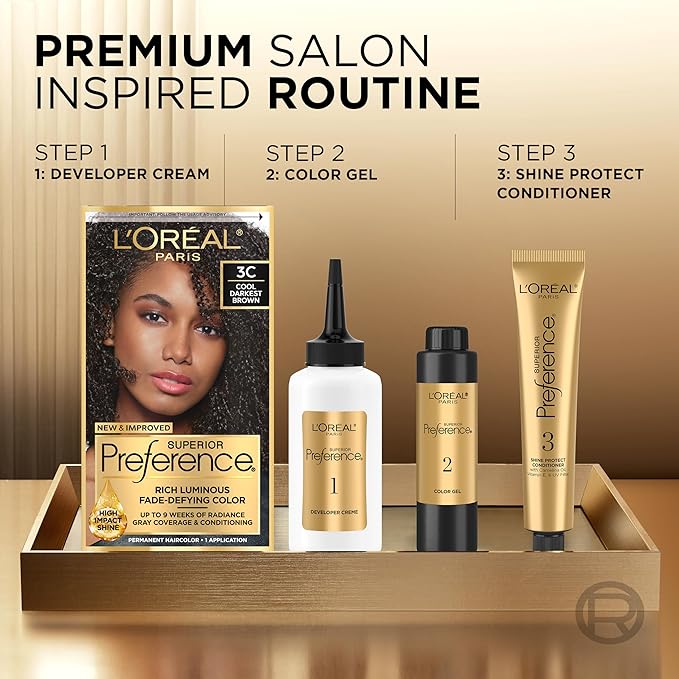 L'Oreal Paris Superior Preference Luminous Fade-Defying Permanent Hair Color, Hair Dye For Up to 9 Weeks of Radiance, Lightest Ash Blonde 9.5A, 1 Hair Dye Kit (Pack of 2)