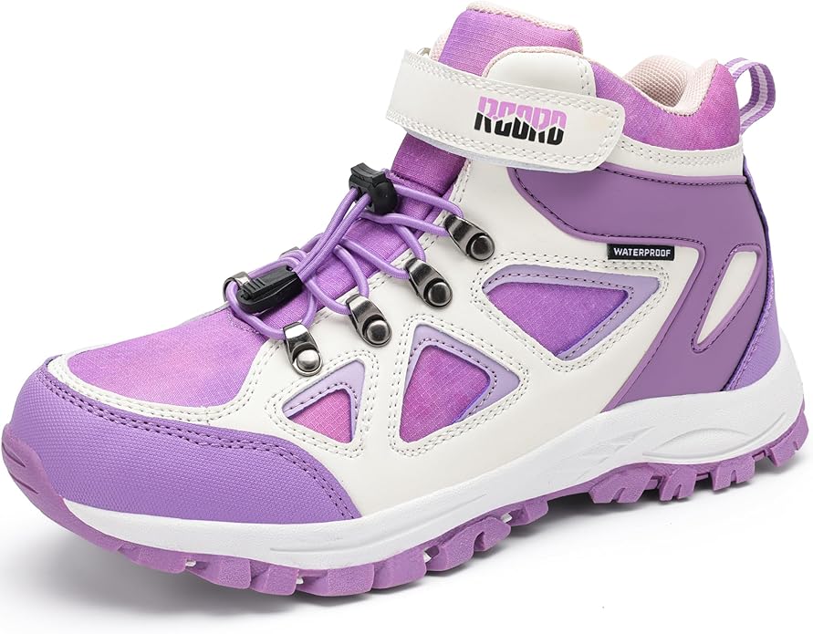 R CORD Kids Hiking Boots Waterproof & Breathable, Durable TPR Traction Outsole, Anti-Skid, Athletic Drawstring Closure, Un...