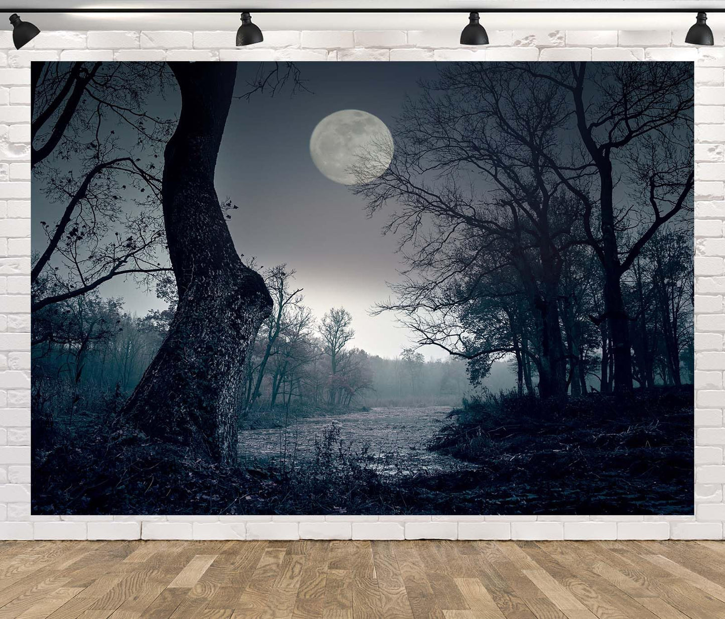 CORFOTO 7x5ft Dark Forest Backdrop Horrible Spooky Forest Night Photography Backdrop Halloween Full Moon Night Backdrop Halloween Eve Party Decor Backdrop Kids Photo Booth