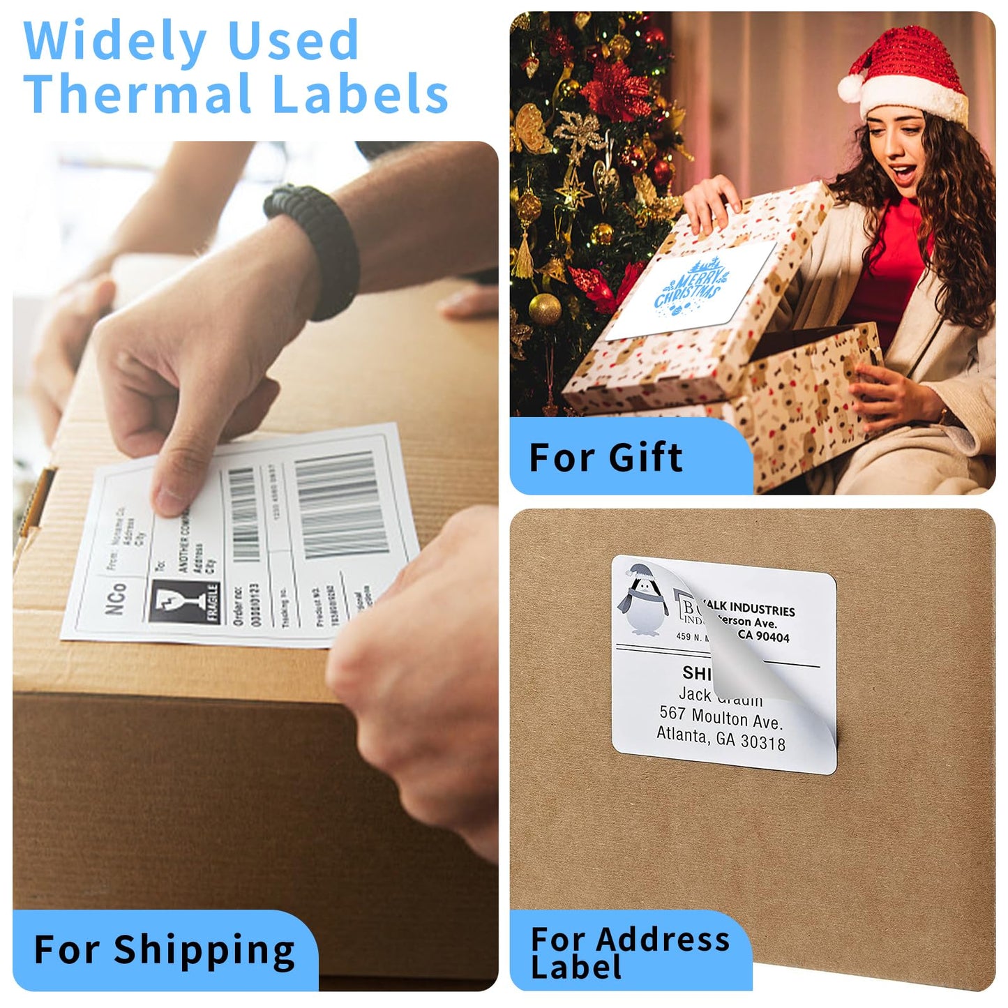 Direct Thermal Label-Shipping Label 4x6-NefLaca Thermal Printer Sticker 4"x6",Compatible with Rollo,Nelko,Zebra. MUNBYN Printer(Pack of 500 Labels)