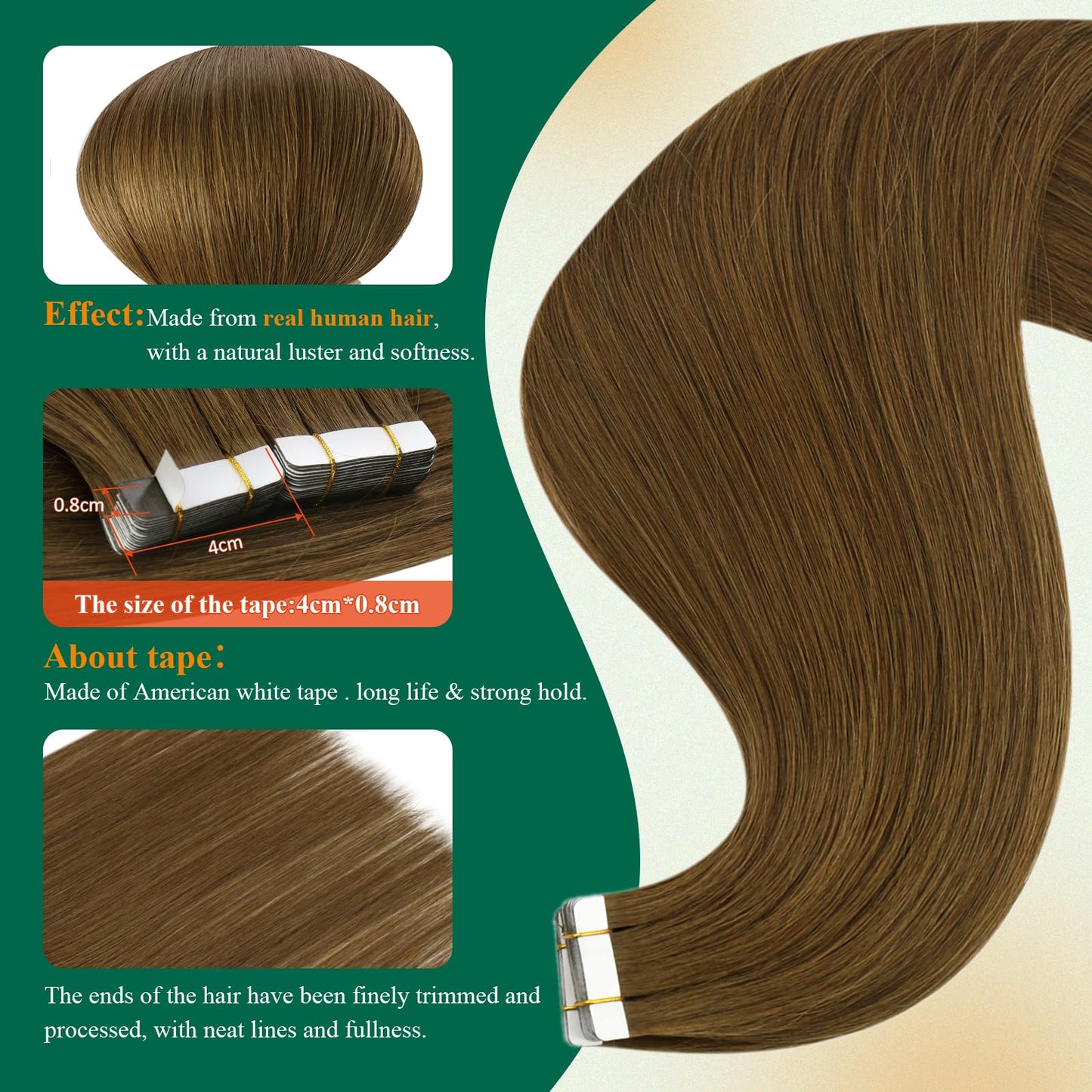 Easyouth Tape ins Human Hair Extensions Brown Tape in Hair Extensions Human Hair Medium Brown Hair Extensions Real Human Hair Ta