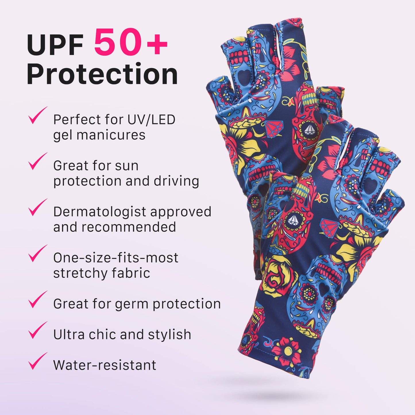 ManiGlovz - Original UPF 50+ UV Light Protective Nail Gloves | Gel & Anti UV Fingerless Gloves for Women | Sun Protection for Dr