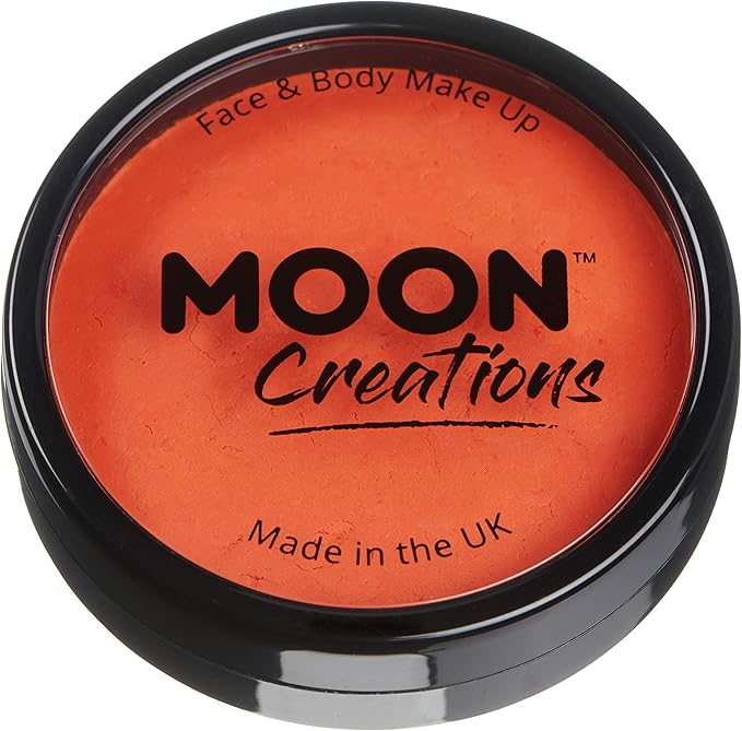 Moon Creations Pro Face & Body Paint Cake Pots Dark Orange - Professional Water Based Face Paint Makeup for Adults, Kids - 1.26oz