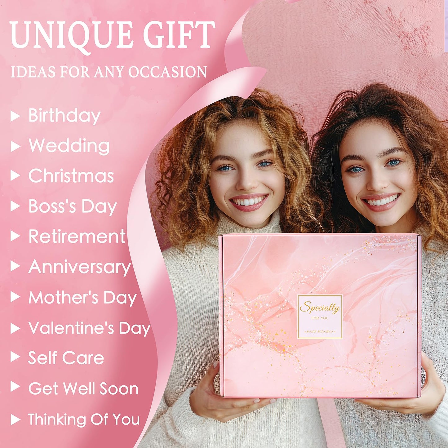 Aeenr Birthday Gifts for Women - Relaxing Spa Gift Set -Self Care Get Well Soon Gift Baskets - Happy Birthday Gift Set W/Flannel Blanket & 40 OZ Tumbler for Mom Wife Her Best Friend Sister Girlfriend