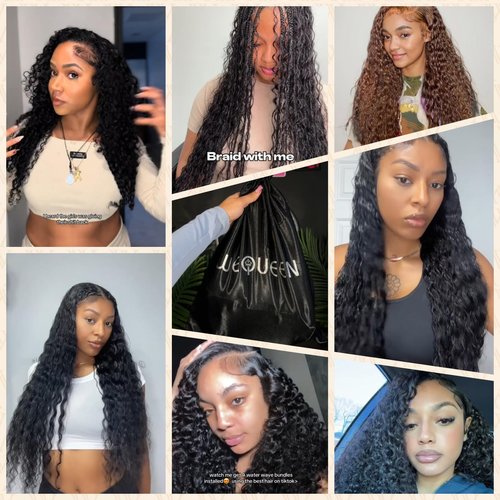 Wequeen 16A Deep Wave Human Hair Bundles 26 Inch 100% Unprocessed Brazilian Virgin Hair Quick Weave Bundles Human Hair Extensions Real Human Hair, Natural Black