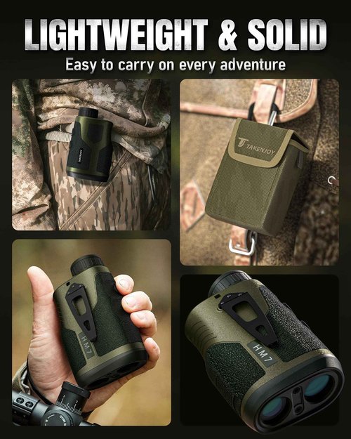 Takenjoy Upgrade Range Finder for Hunter, 1200Y Laser Range Finder, High Transmittance HD LCD Display with 7X Magnification, Waterproof, Speed Mode, Rechargeable, Lightweight for Archery