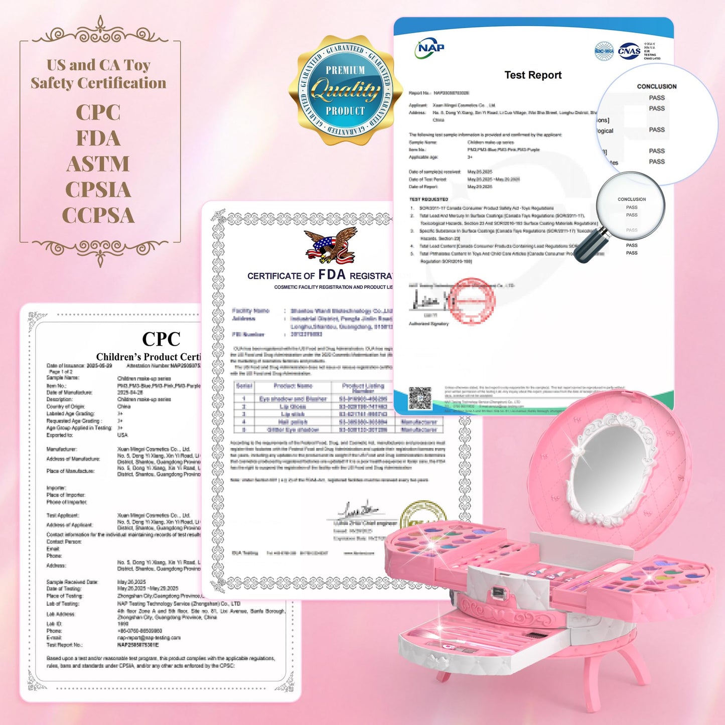 PERRYHOME Kids Makeup Sets for Girls 5-8, 57 Pcs Kids Makeup Kit for Girls Non-Toxic Washable Real Cosmetic Set, Toddlers Birthday Gifts Princess Toys for 3 4 5 6 7 8 9 10 11 12 Year Old (Pink)