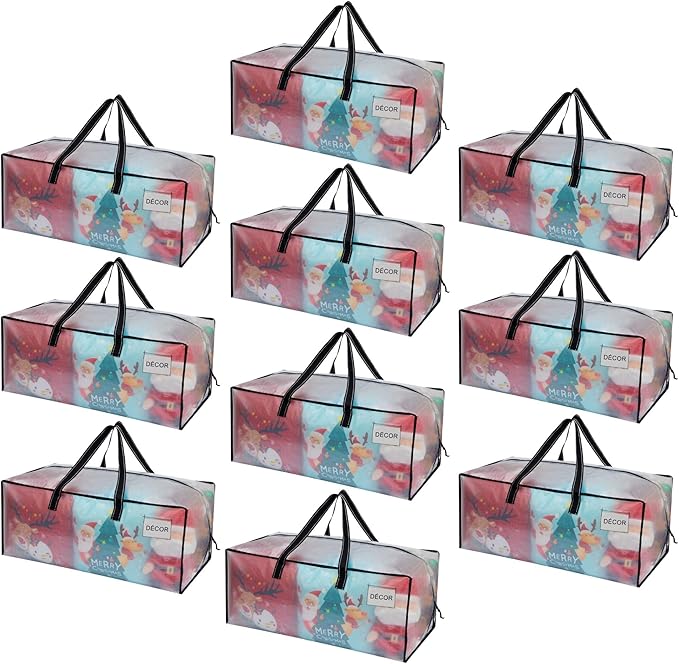 VENO 10 Pack Moving Bags Extra Large Storage Bags for College Move-In, Heavy-Duty Storage Totes, Packing Boxes, and Wardrobe Moving Supplies - Durable Laundry Bags for Clothes (Clear, 10 Pack)