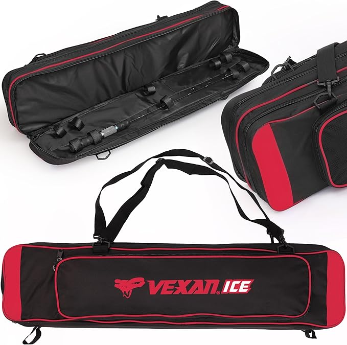 Vexan Ice Fishing Rod Case – Water-Resistant Travel Rod & Reel Case with Hard Shell Tube, Spinning Rod & Tip-Up Storage – ...