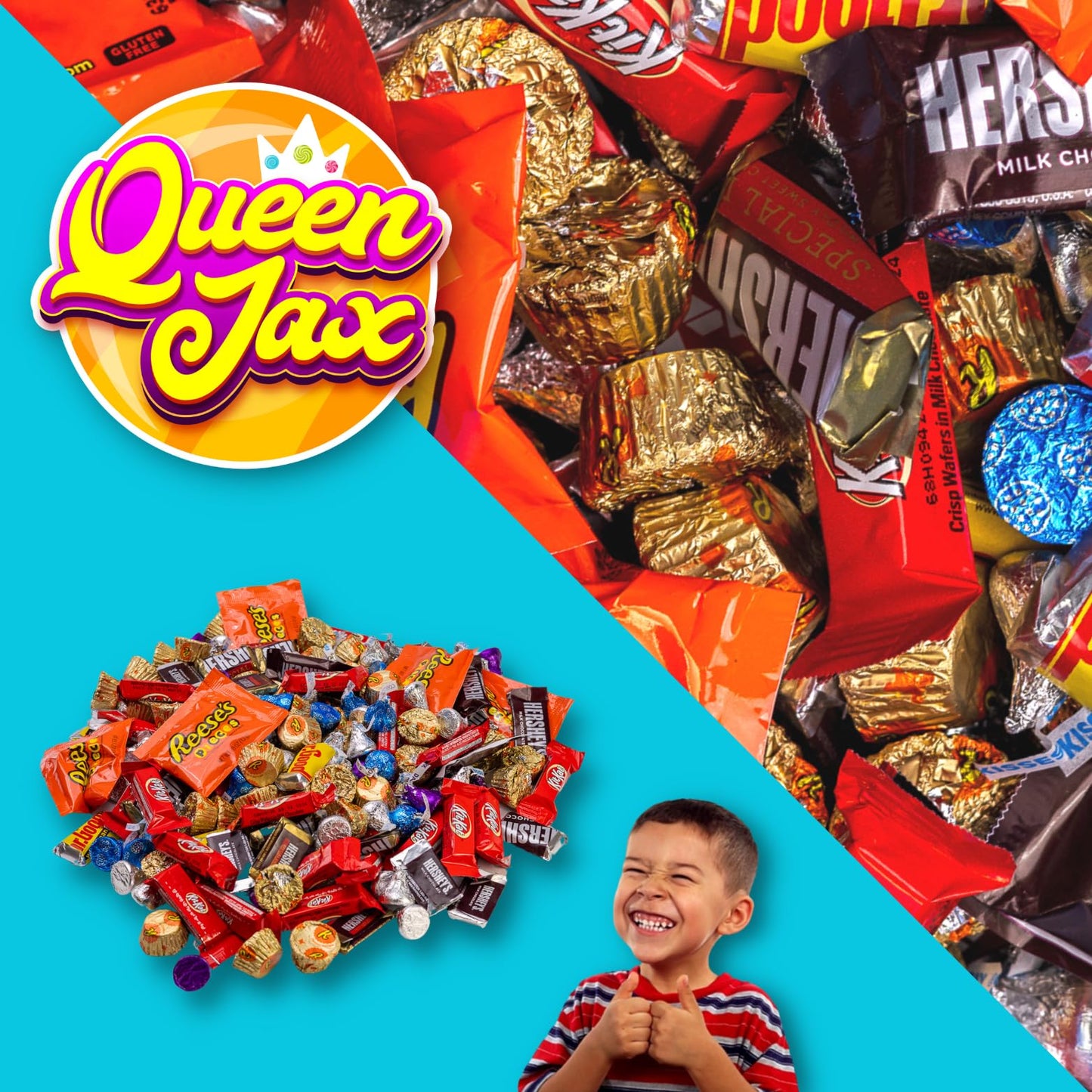 Chocolate Candy Variety Pack- 2 Lb - Dark & Milk Candies and More! Halloween Bulk Bar, Individually Wrapped by Queen Jax