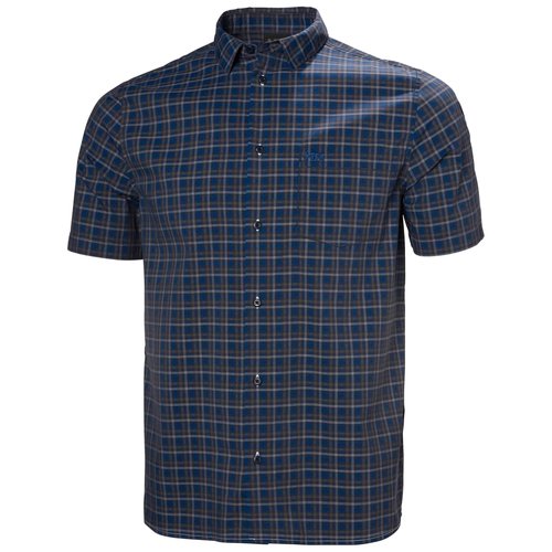 Helly-Hansen Men's Short Sleeve Button Up Shirt, 597 Navy Vika Micro Plaid