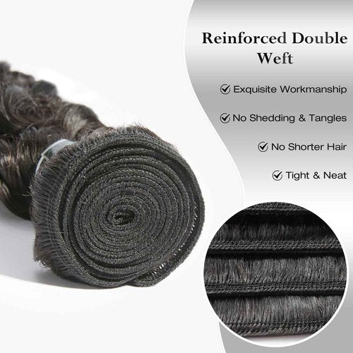 ASHINE Human Hair Bundle Deep Wave Unprocessed Cambodian Raw Hair 20 Inch, Flip Over Quick Weave Wet and Wave Bundles for Women Natural Black