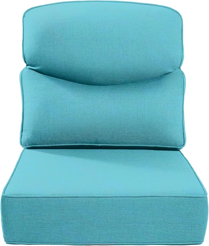 ACTREST Luxury 22x24/22x25 6-Inch Smile Outdoor Cushions - 1 Set Deep Seat Water-Resistant Patio Furniture Replacement Cushion for Wicker Wood Metal Chair Rocker Loveseat Sofa - Turquoise