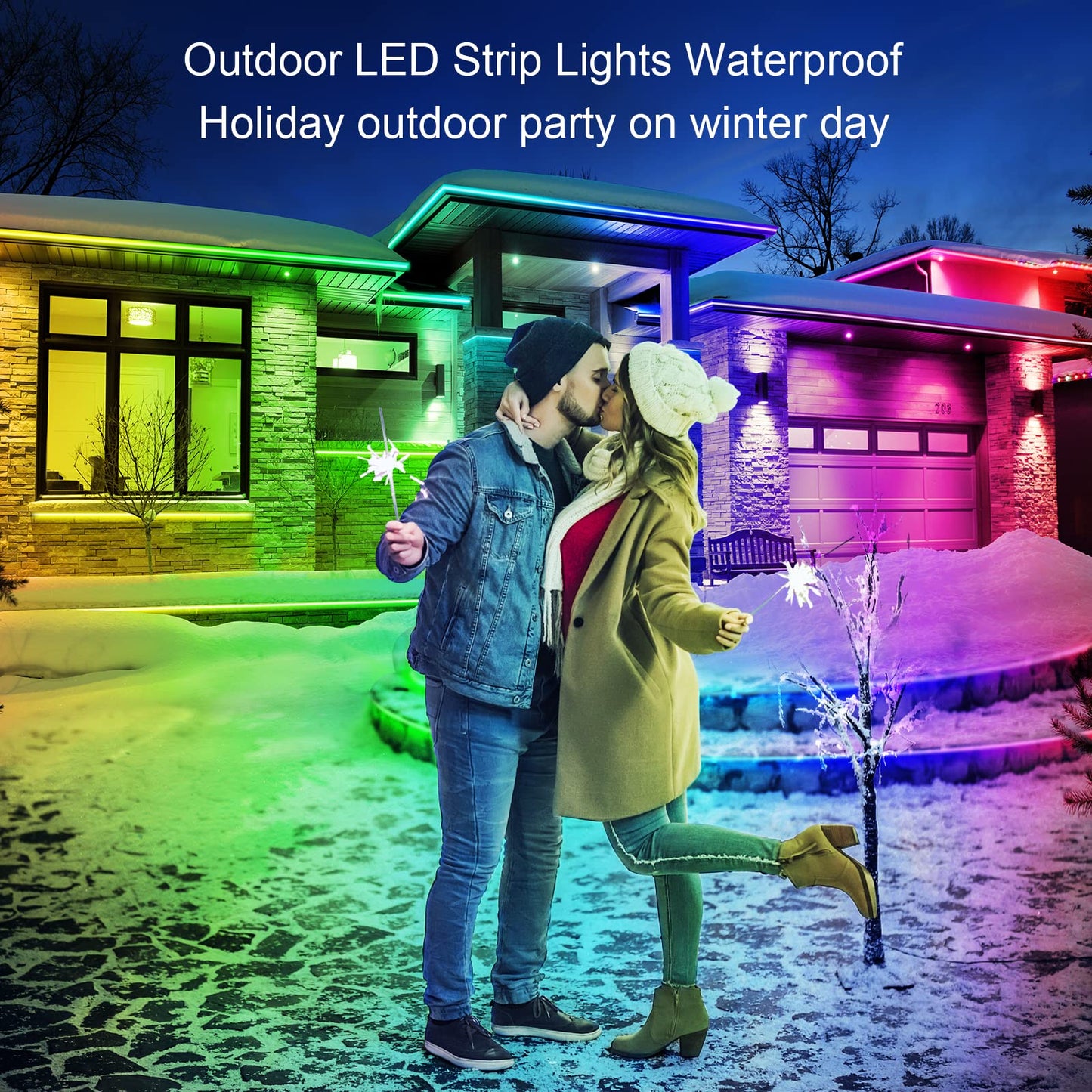 AILBTON 500ft Outdoor LED Strip Lights Waterproof,IP68 Outside Led Light Strips Waterproof with Bluetooth App Remote Control,Music Sync RGB Exterior Led Rope Lights,for Balcony,Deck,Roof,Garden,Pool