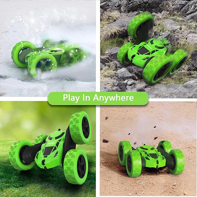 RC Stunt Car for Kids Ages 6–12, Double-Sided Remote Control Car with LED Lights, 4WD Electric Toy Vehicle, USB Rechargeable, Perfect Birthday, Holiday for Boys & Girls