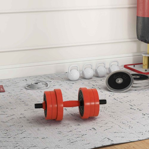 Soozier Adjustable Dumbbell Sets, 4 in1 Weights Dumbbells Set Used as Barbell, Kettlebells, Push up Stand, Free Weight Set for Men and Women Home Gym Training, Red 44lbs