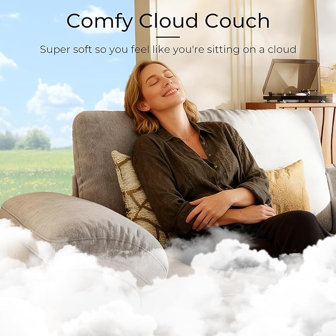 SITJOY 118" Oversized Sectional Couches for Living Room, Extra Large Deep Seat Modular Sofa with Washable Covers, Wide Couch, 3 Seater Couch, Chenille in Light Gray