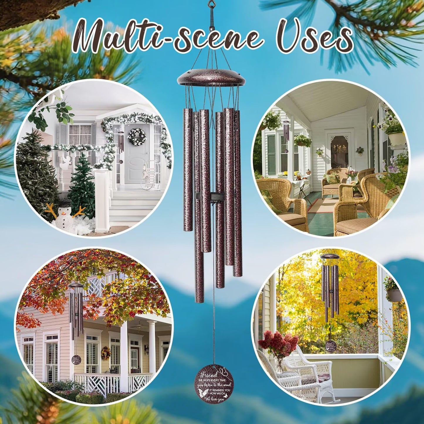 25''Wind Chimes,Best Friend Birthday Gifts for Women, Woman, Thanksgiving,Christmas Day Gifts Ideas for Friendship Rreminder.