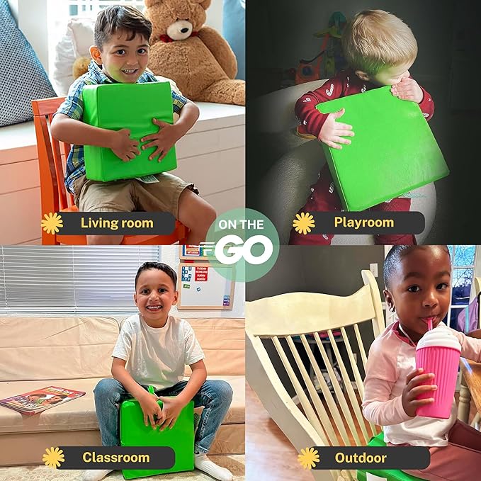 Special Needs Essentials FocusPad Square Sensory Seat | ADHD & Autism Support Cushion | Wobble Pad for Kids & Adults | Portable & Durable Calming Tool – Green, 1 Count