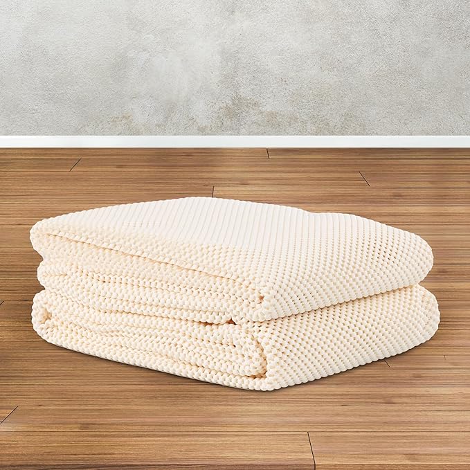 Superior Rio Reversible Rug Pad, Non-Slip, Non-Skid, Thick Mesh Design, Floor Protector, Padding, Furniture Gripper Mat, Slide Stopper, Foam Grip, Polymer Coated Polyester, 8' x 11', Cream