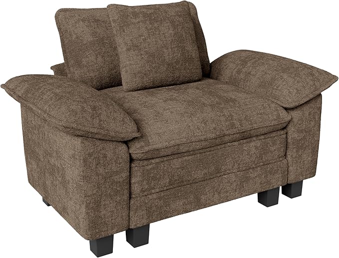 MIXPATIO 53.5" Cloud Modular Sectional Single Sofa, Deep Seat Armchair with Plush Chenille & Removable Arms for Living Room, Taupe