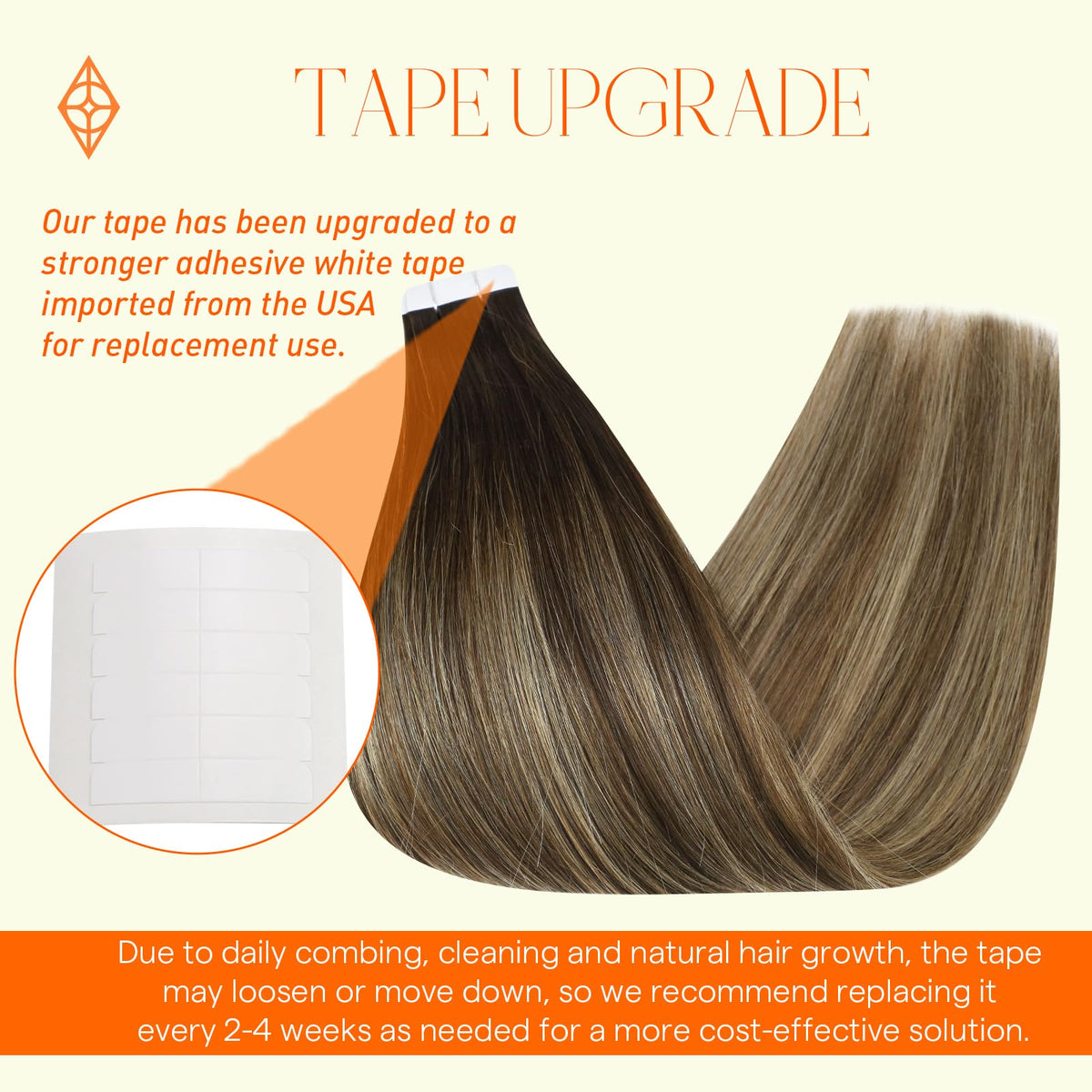 Full Shine Invisible Tape in Hair Extensions Color 2/3/27 Brown And Caramel Blonde Tape in Extensions 16 Inch 50Gram Seamless Sk