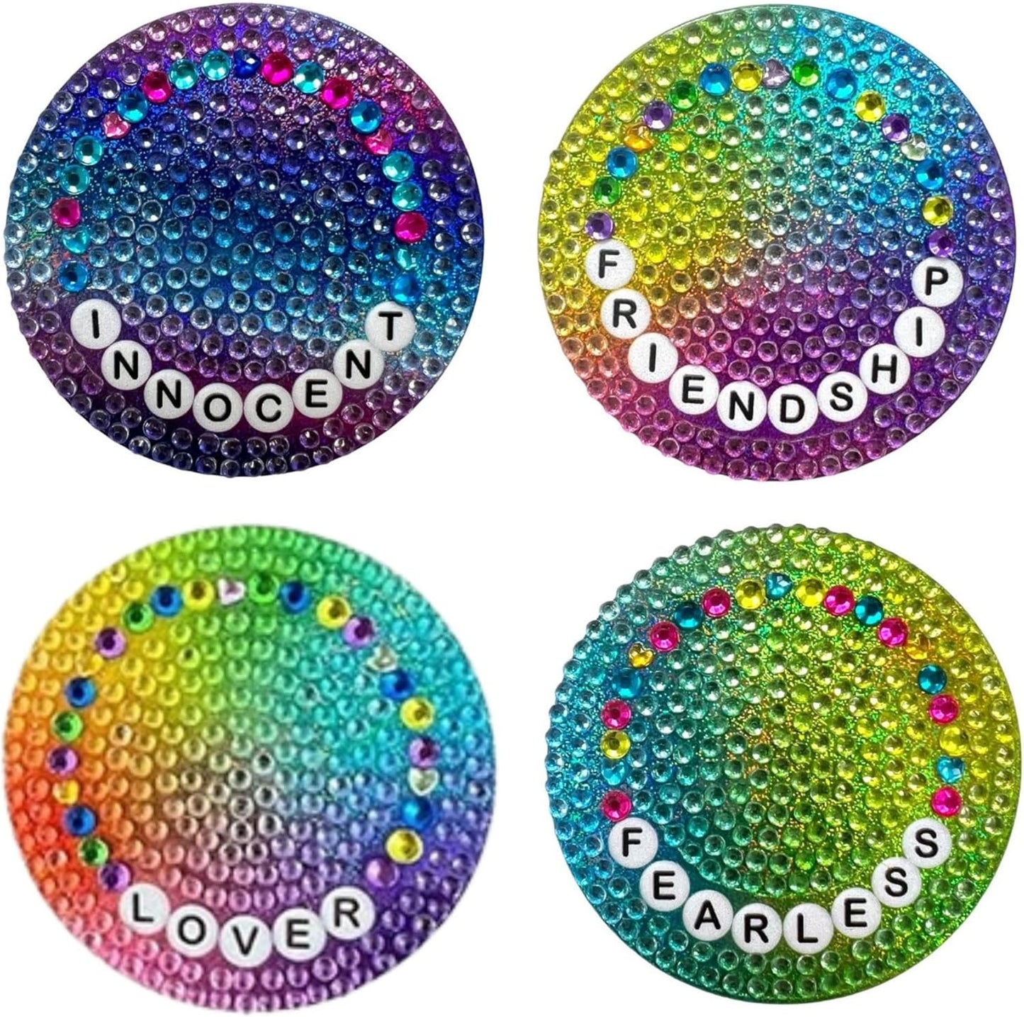 StickerBeans® Rhinestone Stickers - Friendship Bracelet 4-Pack, 2” x 2” Each, Unique Sparkly Cut-to-Shape for Collecting, Trading, Decorating Laptops, Phone Cases, Scrapbooks, for Kids & Teens