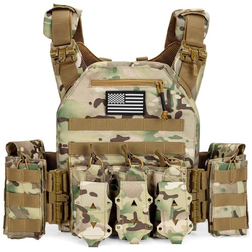 Jueachy Tactical Vest for Men Quick Release: Lightweight Molle Vest Adjustable Breathable Weighted Vest Camo