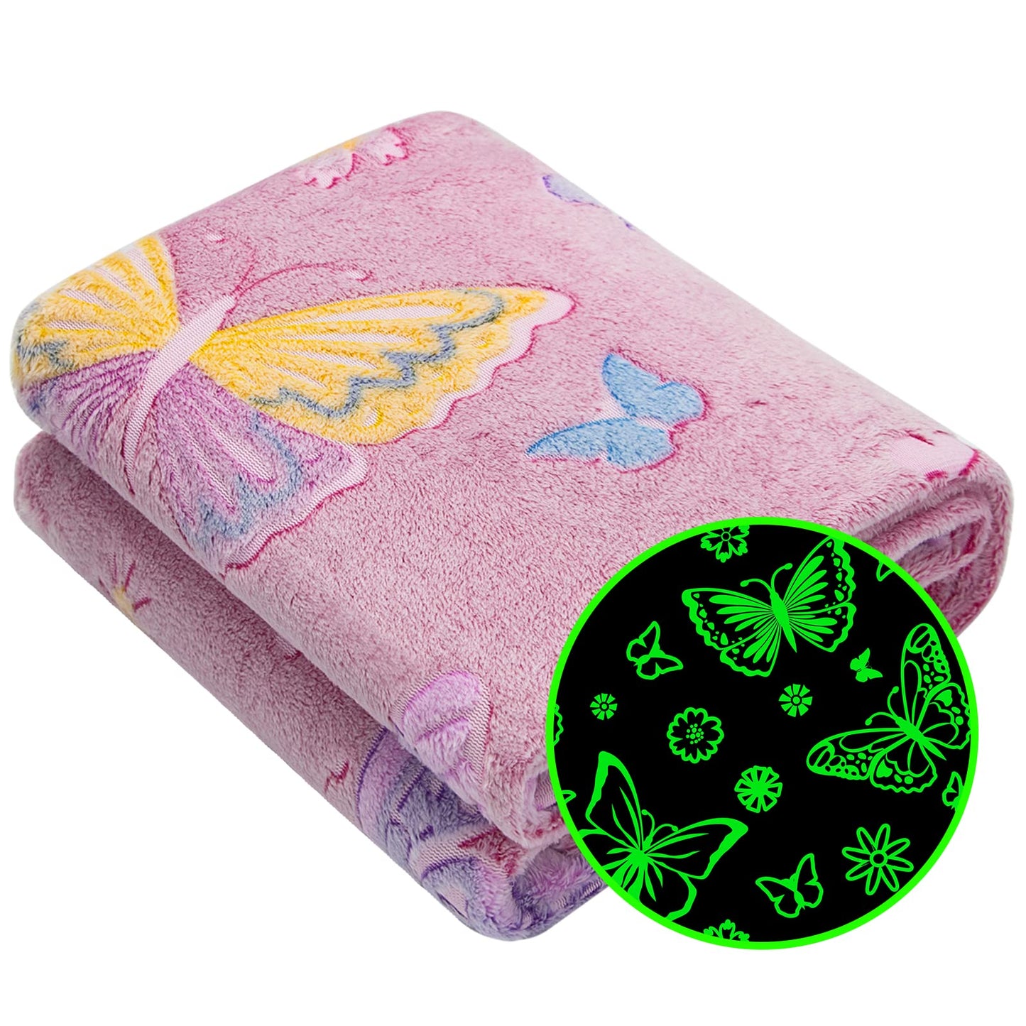 Glow in The Dark Blanket Butterfly Gifts for Kids Girls, Fuzzy Cozy Warm Soft Throw Blanket for Couch Bed Sofa, Girl Toys Butterfly Blankets for Teens Grandkids Unique Birthday Gifts 50"×60"