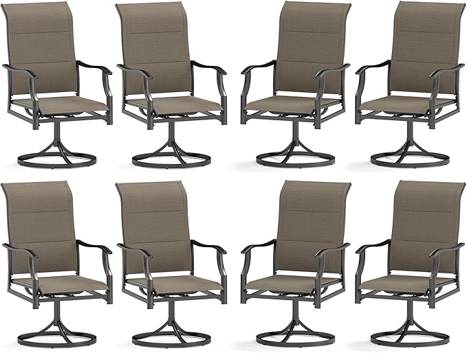 Sophia & William Outdoor Patio Swivel Dining Chairs Set of 8, High Back Padded Patio Dining Chairs, All Weather Textilene Mesh Fabric for Backyard, Poolside, Balcony and Garden