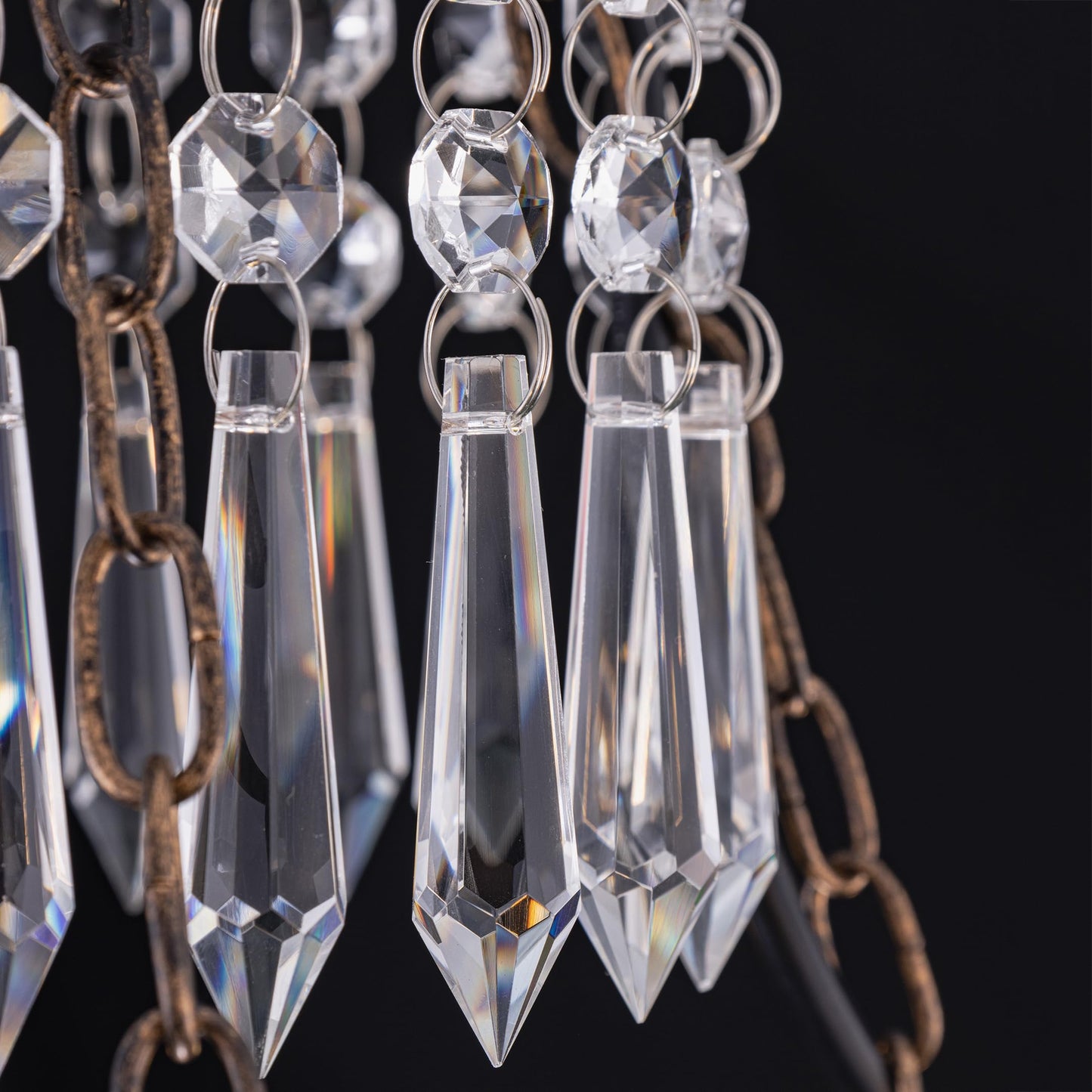 TOCHIC Crystal Chandelier, 8 Lights Farmhouse French Empire Pendant Chandeliers Lighting, Adjustable Antique Bronze Ceiling Light Fixture for Dining Room Living Room Bedroom Foyer Kitchen Island