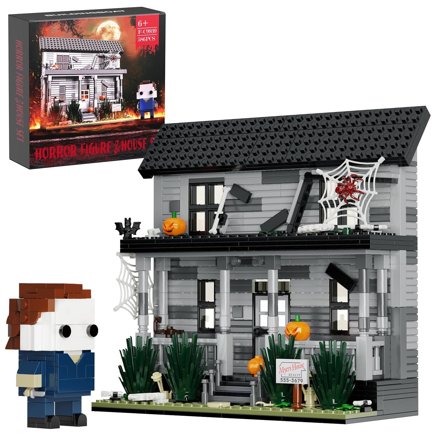 Horror Movie Halloween- Figure & House Building Blocks Kits, Collectible Decoration Building Toy, Present for Friends and Fans, Creative Stable Collectible Building Toy(586 Pieces)