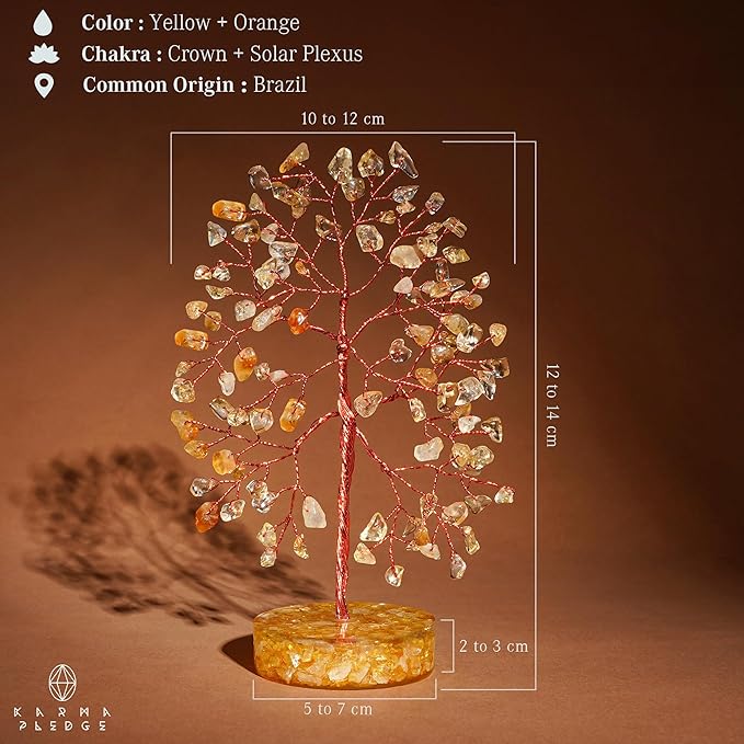 Crystal Tree for Home and Office Decor, Citrine Chakra Healing Stones Handmade Feng Shui Bonsai Tree of Life for Positive Energy, Money, Good Luck, Christmas Decor, Birthday Gifts for Women, Mom