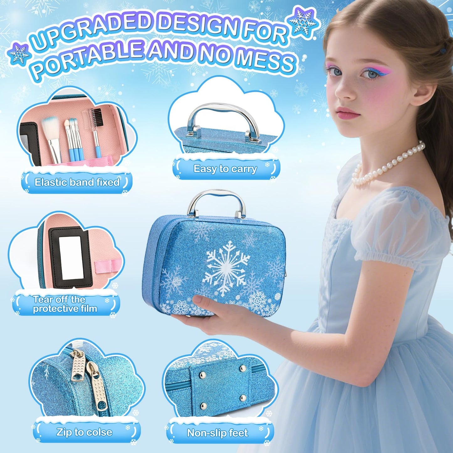 ACGASK Real Washable Makeup Kit for Girls - Non-Toxic Kids Play Make Up Set Toy for Toddlers Children, Princess Toys Birthday & Christmas Gift ideas for 5 6 7 8 9 10 11 12 Year Old Girls