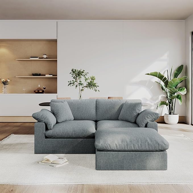Intuition Decor Modular Sectional Sofa Cloud Couch,Down Filled Comfy Cloud Modern Sofa,L Shape Oversized Couch Cushion Covers Removable for Living Room,Light Blue