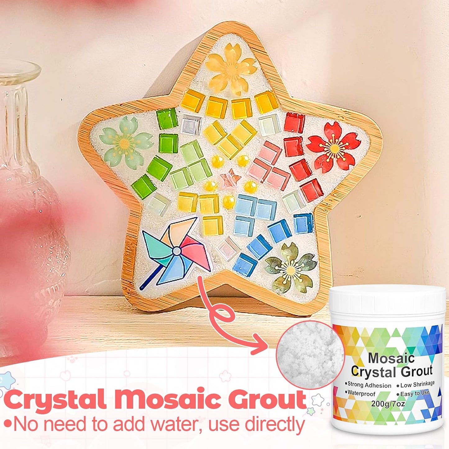 Mosaic Crystal Grout for Glass Tiles, DIY Mosaic Art and Craft Projects