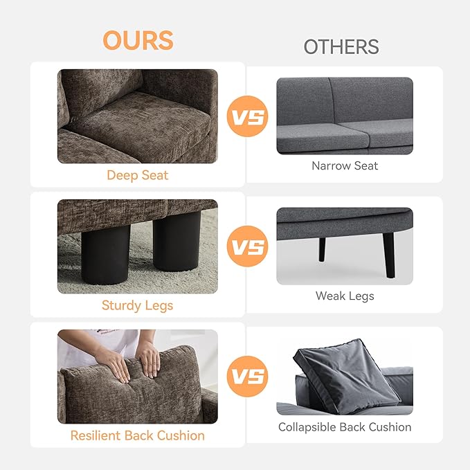 WUTUTUEE 107'' Modular Sectional Sofa Convertible U Shaped Sofa Couch Set with Storage for Living Room, Modern 6 Seater Modular Sectional Couch with Movable Ottoman, Chenille Brown