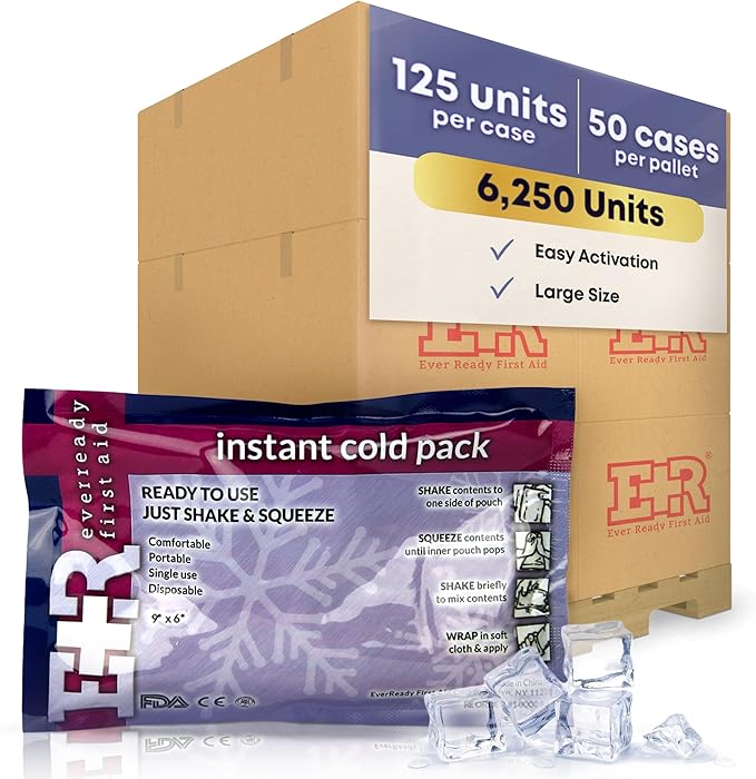Disposable Cold Compress Therapy Instant Ice Pack for Injuries – Fast-Acting Cold Therapy – 4.5" x 7" – Pallet of 50 Cases...
