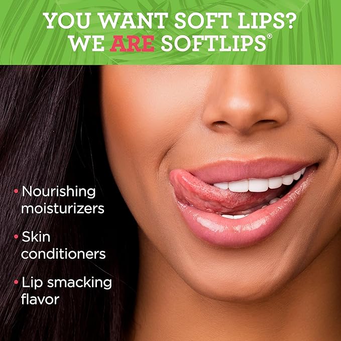 Softlips Daily Lip Moisturizer For Very Dry Lips, Tropical Flavored Lip Balms, Hydrates, Soothes & Prevents Dry, Chapped Lips, Smooth Glide Formula, Dermatologist Tested, Pack of 3 Chap Sticks